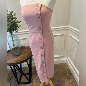 Pink Buttoned Midi Skirt for Cocktail